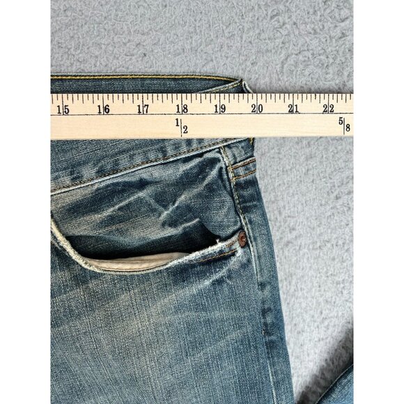 Lucky Brand Mens Jeans 38x33 Distressed Blue Dark Wash Stretch Denim Whiskers 🍀 - Picture 6 of 12